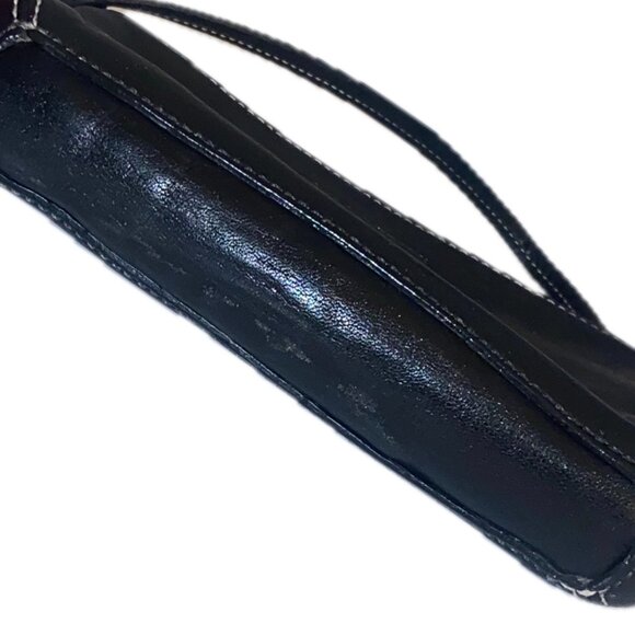 Coach Small Black Leather Wristlet Top Zip Closure Adjustable Strap 7"x4.5" EUC - Picture 6 of 14